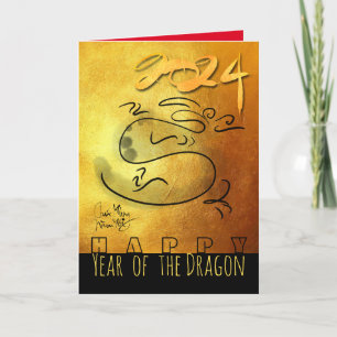 Cartão De Festividades Pintura original Dragão Ano Novo Vietnamita 2024