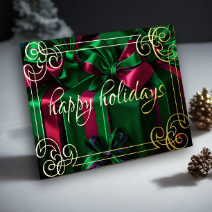 Cartão De Festividades Pintura Presentes de Natal Verde Esmeralda Burgund