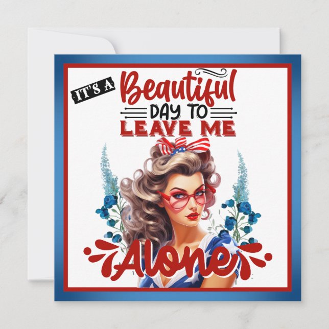 Cartão De Festividades Pinup retroamericano é um belo dia (Frente)