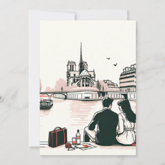 Cartão De Festividades Piquenique Romântico Parisiense de Amor. Valorize