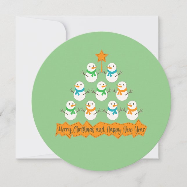 Cartão De Festividades Pirâmide de árvores de Natal feita de neve do xmas (Frente)