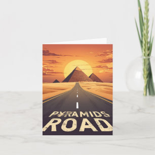 Cartão De Festividades Pirâmides Estrada Pôr do Sol Arte Viagem Egito