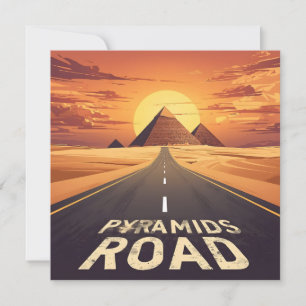 Cartão De Festividades Pirâmides Estrada Pôr do Sol Arte Viagem Egito