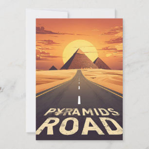 Cartão De Festividades Pirâmides Estrada Pôr do Sol Egito Viagem Arte