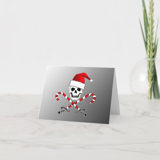 Cartão De Festividades Pirate Jolly Roger Santa Christmas Card 2 (Frente)