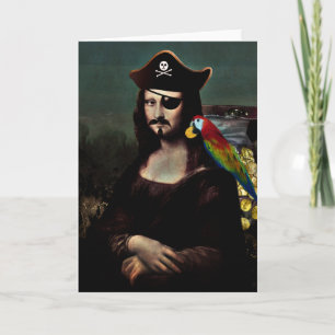 Cartão De Festividades Pirate Mona Lisa com Patch de Olhos