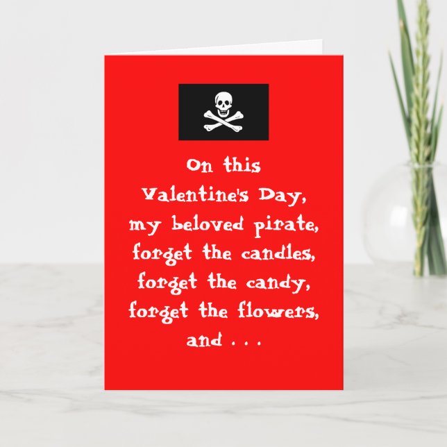 Cartão De Festividades Pirate Valentine's Day Card - Let's Party! (Frente)