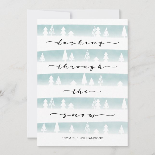 Cartão De Festividades Piscando Através Das Frisas Da Floresta De Aquarel (Frente)