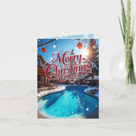 Cartão De Festividades Piscina de natação no inverno