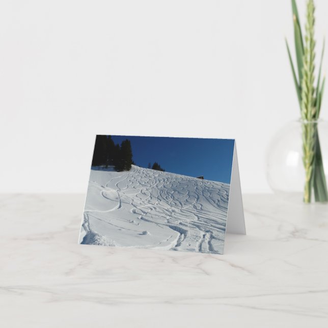 Cartão De Festividades Pistas de Esqui na Neve (Frente)