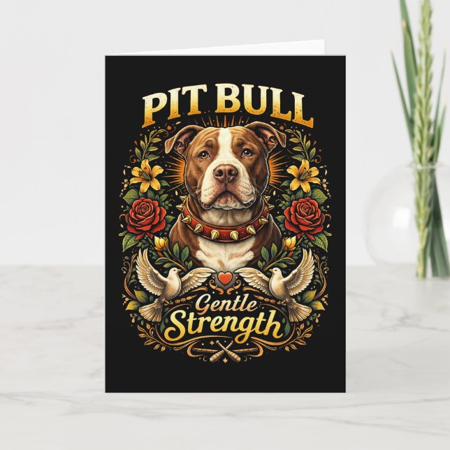 Cartão De Festividades Pit Bull: Força Gentil (Frente)