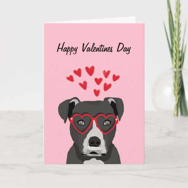 Cartão De Festividades Pitbull - black valentines day card (Frente)