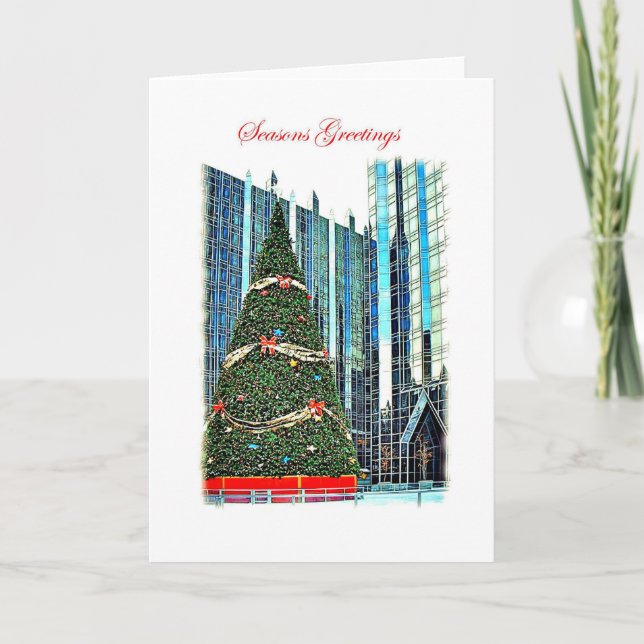 Cartão De Festividades Pittsburgh Christmas Tree Greeting Card (Frente)