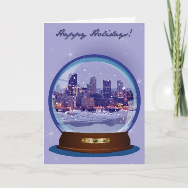 Cartão De Festividades Pittsburgh Snowglobe Holiday Card (Frente)
