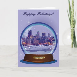 Cartão De Festividades Pittsburgh Snowglobe Holiday Card