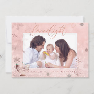 Cartão De Festividades PixDezines Amor + Luz Hanukkah Flocos de Neve Reai