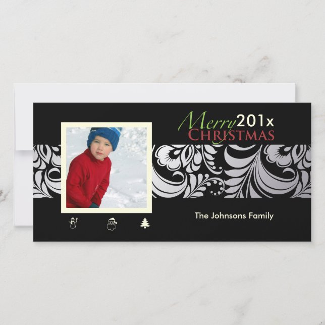 Cartão De Festividades PixDezines Bellissimo Damask, Natal (Frente)