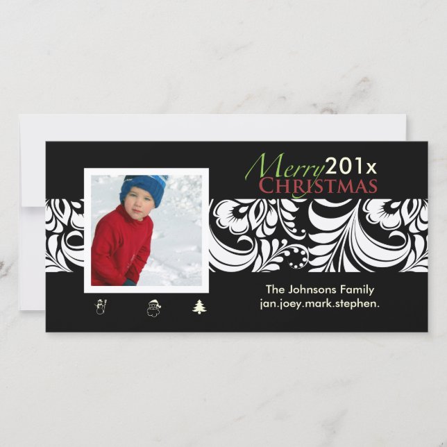 Cartão De Festividades PixDezines Bellissimo Damask, Natal (Frente)