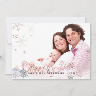 Cartão De Festividades PixDezines Hanukkah/Flocos de Neve em Dourado Rosa