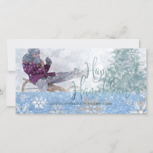 Cartão De Festividades PixDezines Happy Hanukkah Snow Bokeh