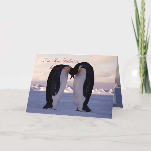 Cartão De Festividades PixDezines Kissing Emperor Penguin Valentine's (Frente)