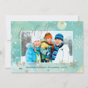 Cartão De Festividades PixDezines Love+Light Hannukkah/snowflakes+Bokeh