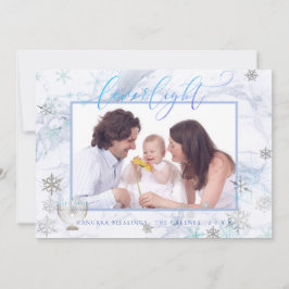 Cartão De Festividades PixDezines Love+ Light Hanukkah Marble Snowflakes