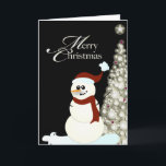 Cartão De Festividades PixDezines Snowman/Glowing Christmas Tree<br><div class="desc">PixDezines snowman and glowing Christmas tree.  Sending a Merry Christmas to friends and family.   Copyright © 2010 PixDezines.com™ and PixDezines™ on zazzle.com</div>