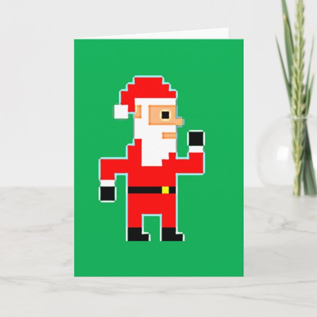 Cartão De Festividades Pixel Santa Clause (Frente)