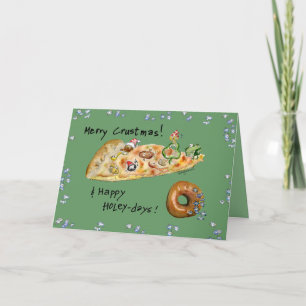 Cartão De Festividades Pizza de Natal e Rosquinha