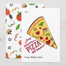 Cartão De Festividades Pizza Fofa Minha Sala de Aula Cardíaca Dia dos Nam