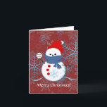 Cartão De Festividades Placa - Baseball Snowman<br><div class="desc">Personalize este cartão com o seu texto personalizado.</div>