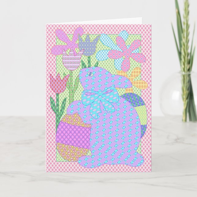 Cartão De Festividades Placa Bunny Applique III (Frente)