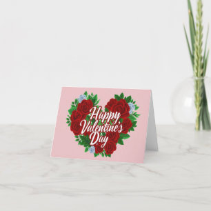 Cartão De Festividades Placa Cardíaca Floral Rosa Pulverizada feliz dia d