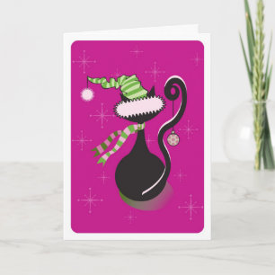 Cartão De Festividades Placa cor-de-Gatinho papai noel