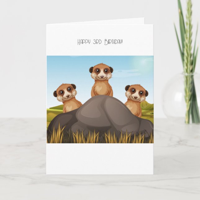 Cartão De Festividades Placa de aniversário de 3 anos Feliz (Frente)