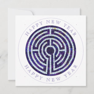 Cartão De Festividades Placa de Ano Novo Plano Quadrada LABYRINTH VIII