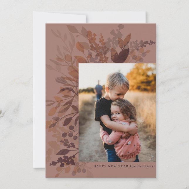 Cartão De Festividades Placa de Anos novos Flat de Botânica de Aquarela (Frente)