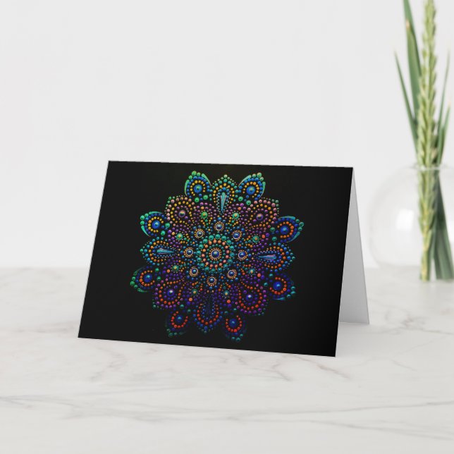 Cartão De Festividades Placa de anotação de Vazio Mandala pintada com imp (Frente)