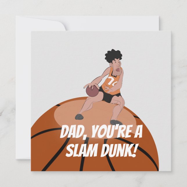 Cartão De Festividades Placa de basquete de Pai Slam Dunk (Frente)