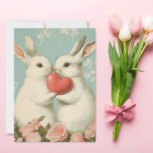 Cartão De Festividades Placa de Bunnies de Páscoa Vintage