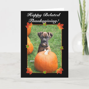 Cartão De Festividades Placa de cachorrinho Feliz de Ação de Graças