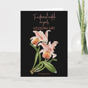 Cartão De Festividades Placa de Casamento de Orquídeas Rosa