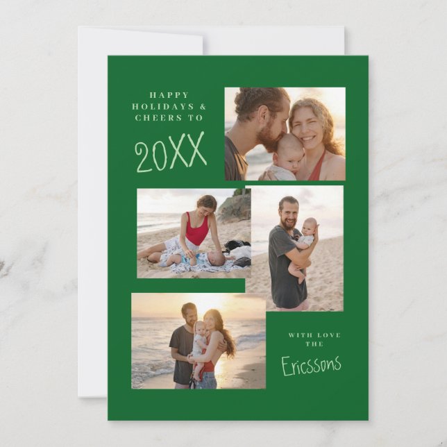 Cartão De Festividades Placa de Colagem Multifotográfica Moderna (Frente)