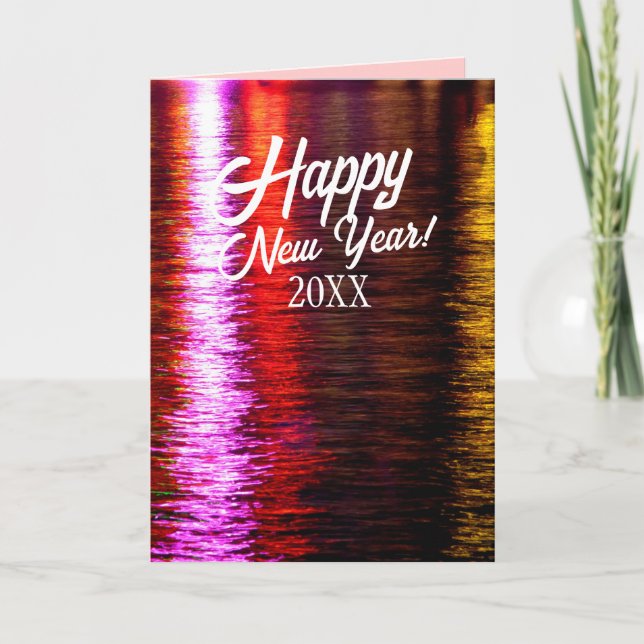 Cartão De Festividades Placa de Desejos Personalizados Reflete Luzes de C (Frente)