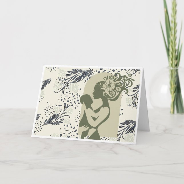 Cartão De Festividades Placa de Dia de as mães Boho (Verde) (Frente)