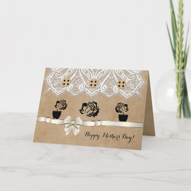 Cartão De Festividades Placa de Dia de as mães exclusiva com Rosas (Frente)