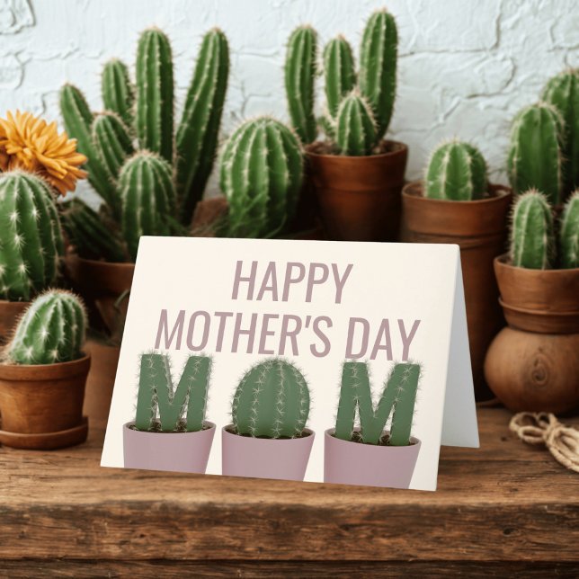 Cartão De Festividades Placa De Dia de as mães Feliz Para Entusiastas De  (For the Mom who loves Cacti! Happy Mother's Day! 🌱🌵❤)