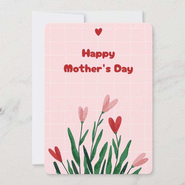 Cartão De Festividades Placa de Dia de as mães Floral Suave Elegante (Frente)