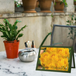 Cartão De Festividades Placa de Dia de as mães Verde Rosa Amarela Caleido